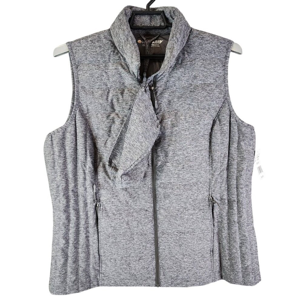 Mens HeatKeep Gray Puffer Down Full Zip Vest Jacket Lightweight Nylon Size XL